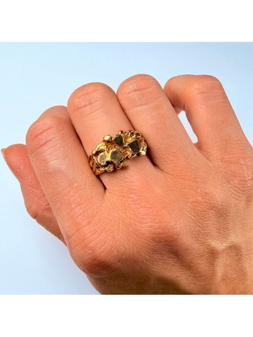 Estate 14K Solid Yellow Gold 11.5mm Nugget Signet Vintage Mens Pinky Ring Size 7 - Picture 8 of 12